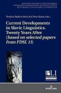 Radeva-Bork Teodora: Current Developments in Slavic Linguistics. Twenty Years After (based on se