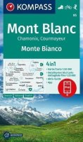 neuveden: Mont Blanc, Chamonix, Courmayeur 1:50 000 / turistická mapa KOMPASS 85