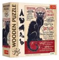 neuveden: Dřevěné puzzle Art: Steinlen - Černá kočka, Le Chat Noir 200 dílků