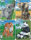 neuveden: Puzzle MINI - Koala, slon, tygr, panda/8 dílků (4 druhy)