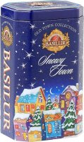 neuveden: BASILUR Old Town Snowy - sypaný černý čaj s kousky ovoce v plechovce 75g