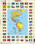 neuveden: Puzzle MAXI - Mapa Ameriky + vlajky/70 dílků