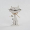 neuveden: Dřevěná kočka - bílá 15 cm