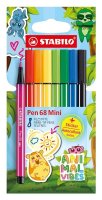 -: Prémiový vláknový fix STABILO Pen 68 Mini Animal Vibes 8ks - včetně samolep
