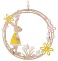 neuveden: Věnec dřevěný se zajíčkem na zavěšení 23 cm