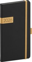neuveden: Diář 2026: Twill - černozlatý, kapesní, 9 x 15,5 cm