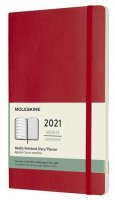 neuveden: Moleskine Zápisník plánovací 2021 červený L, měkký