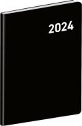 neuveden: Diář 2024 - Černý, plánovací měsíční, kapesní, 7 x 10 cm