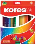 neuveden: Kores Trojhranné pastelky KOLORES 3 mm s ořezávátkem 24 barev