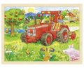 neuveden: Goki Puzzle Traktor 96 dílků - dřevěné