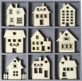 neuveden: HEYDA Sada dřevěných dekorací v krabičce - domečky