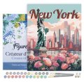 : Malování podle čísel - Vintage Rozkvetlý New York na rámu 40x50cm