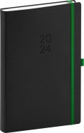 neuveden: Diář 2024: Nox - černý/zelený, denní, 15 × 21 cm