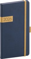 neuveden: Diář 2026: Twill - modrozlatý, kapesní, 9 x 15,5 cm