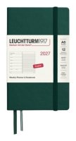 -: Týdenní plánovač & Zápisník Forest Green, Pocket A6 2027, anglicky