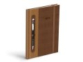 neuveden: Diář 2026 T805 PU dark brown/beige s gumkou na propisku