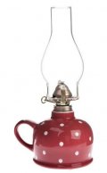 neuveden: Petrolejová lampa - červená s puntíky