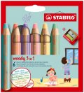 neuveden: Pastelky STABILO Woody 3in1, sada 6 ks v pouzdru s ořezávátkem