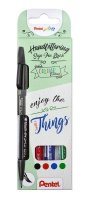neuveden: Popisovač Pentel Arts Touch Brush Sign Pen - 4 základní barvy, sada