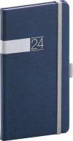neuveden: Diář 2024: Twill - modrostříbrný, kapesní, 9 × 15,5 cm