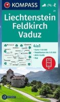 neuveden: Liechtenstein, Feldkirch, Vaduz 1:50 000 / turistická mapa KOMPASS 21