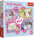 neuveden: Trefl Puzzle Veselé kočičky 4v1 (35,48,54,70 dílků)