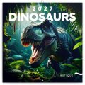 -: Kalendář 2027 poznámkový: Dinosauři, 30 x 30 cm