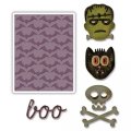 neuveden: SIZZIX Thinlits vyřezávací kovové šablony - Haloween 4 ks + embosovaci kaps