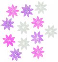 neuveden: Dřevěné výseky 4cm - květy růžový mix 12ks