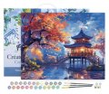 : Malování podle čísel - Pagoda Za Podzimní Noci na rámu 40x50cm