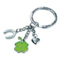neuveden: Troika klíčenka - podkova, čtyřlístek, srdíčko (kovová, mix barev)