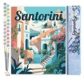 : Malování podle čísel - Vintage Rozkvetlé Santorini bez rámu 40x50cm