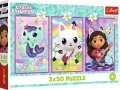 neuveden: Puzzle Gábinin kouzelný domek: Setkání s Gabby a kočkami 3x50 dílků