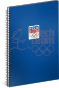 neuveden: Blok - Český olympijský tým, modrý, linkovaný, spirálový, A5