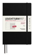 -: Týdenní plánovač & Zápisník Black, Medium A5 2027, Softcover, anglicky