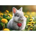 neuveden: Pohlednice 3D Rabbit Red Heart
