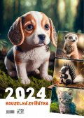 neuveden: Kalendář 2024 Kouzelná zvířátka, nástěnný, 297 x 420 mm
