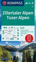neuveden: Zillertaler Alpen, Tuxer alpen 1:25 000 / turistická mapa KOMPASS 37