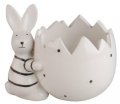 neuveden: Zajíc s květináčkem z keramiky na postavení 13,5 x 10 x 11,5 cm