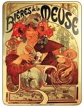 neuveden: Cedule Alfons Mucha – Bieres, 15 x 21 cm