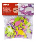 neuveden: APLI pěnovka tvary - květiny se třpytkami samolepicí -mix velikostí, barev 