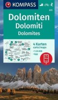 neuveden: Dolomity 1:35 000 / sada 4 turistických map KOMPASS 672