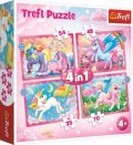 neuveden: Trefl Puzzle Jednorožci a kouzla 4v1 (35,48,54,70 dílků)