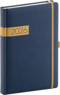 neuveden: Diář 2026: Twill - modrozlatý, denní, 15 x 21 cm