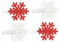 neuveden: Vločka dřevěná na kolíčku 4,5 cm - červená a bílá 4 ks
