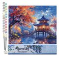 : Malování podle čísel - Pagoda Za Podzimní Noci bez rámu 40x50cm